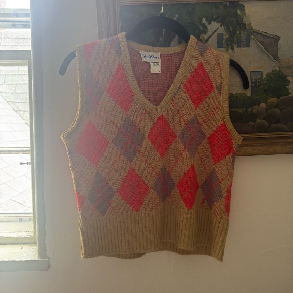 Vintage Argyle Knit Sweater Vest